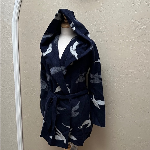 Field Flower for Anthropologie Sedona Wool Sweater Coat in Dove Print Size Large - Picture 2 of 9